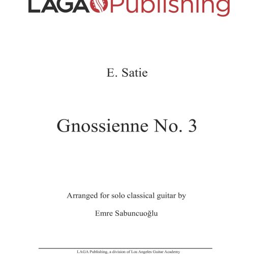 Gnossienne No. 3 by Erik Satie for classical guitar