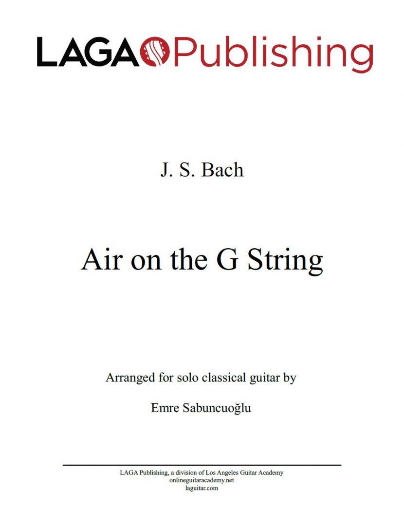 Air on a G String (BWV 1068) by J. S. Bach for classical guitar