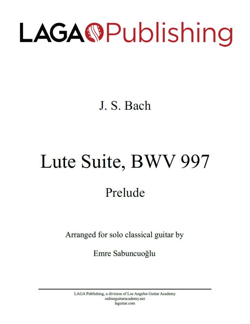 Prelude from Lute Suite (BWV 997) by J. S. Bach for classical guitar