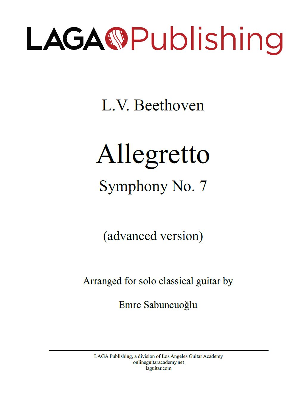 Allegretto from Symphony No. 7 (Op. 92) by L.V. Beethoven for classical  guitar - Advanced level - Online Guitar Lessons, Classical Guitar Sheet  Music and Tabs by LAGA