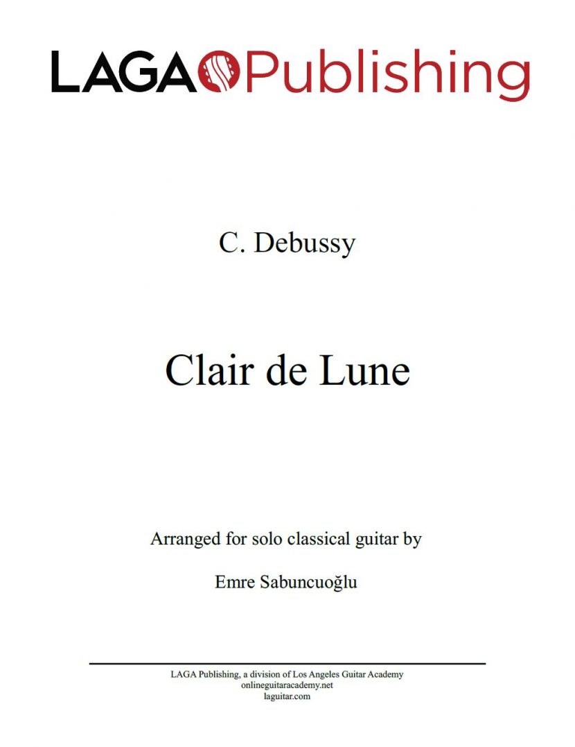 Clair de Lune by C. Debussy for classical guitar