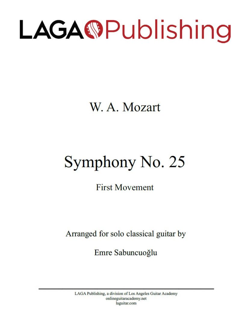 Symphony No. 25 (First Movement) by W. A. Mozart for classical guitar