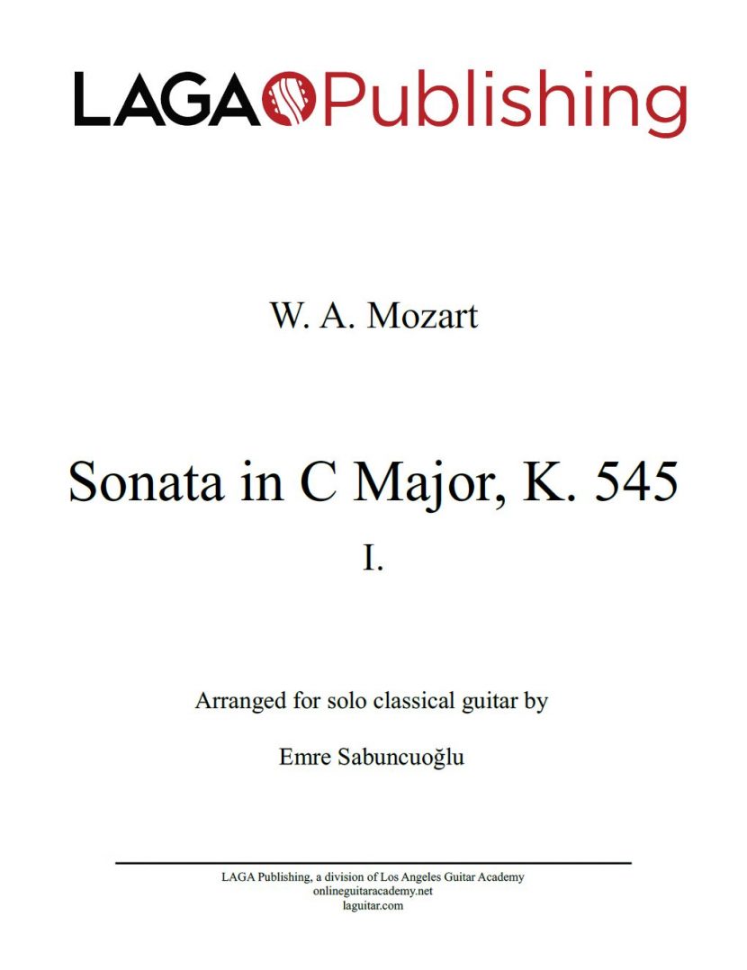 Sonata in C Major (K. 545) First Movement by W. A. Mozart for classical guitar