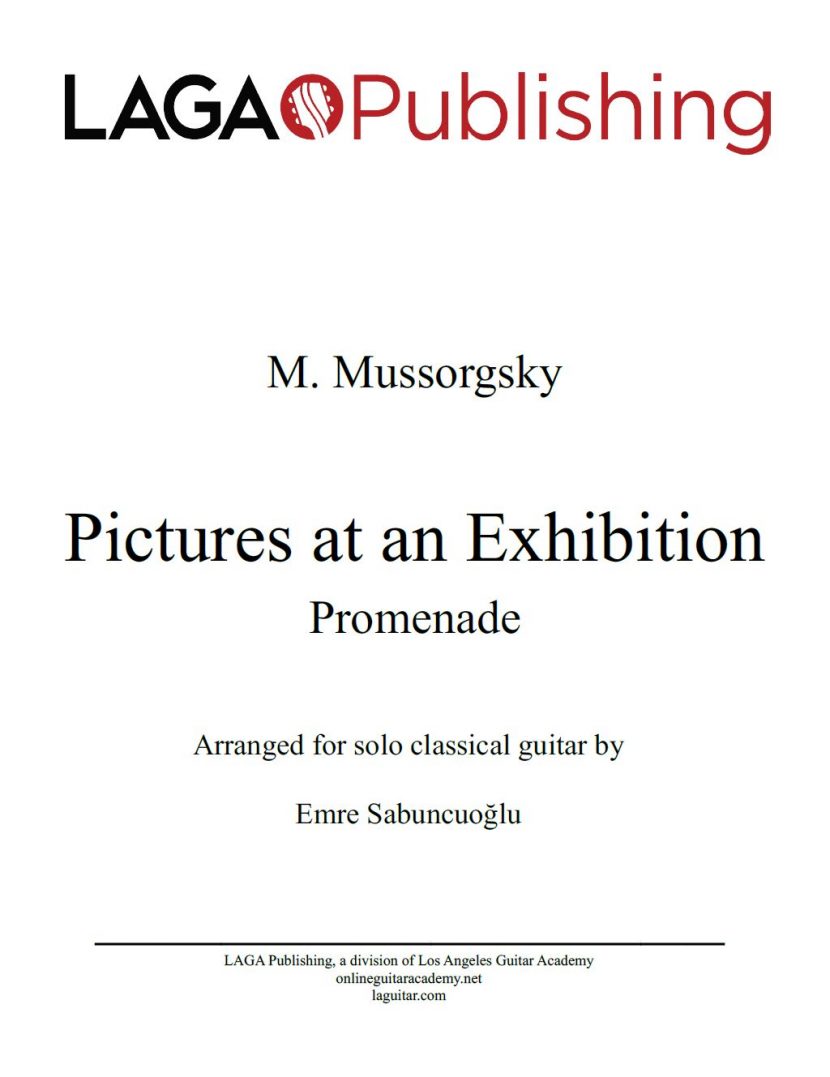 Promenade from Pictures at an Exhibition by Modest Mussorgsky for classical guitar
