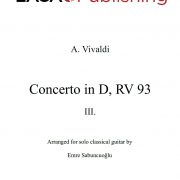 Concerto in D (RV 93) 'Allegro' Third Movement by A. Vivaldi for classical guitar