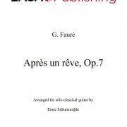 Après un rêve (Op. 7 No. 1) by Gabriel Fauré for classical guitar