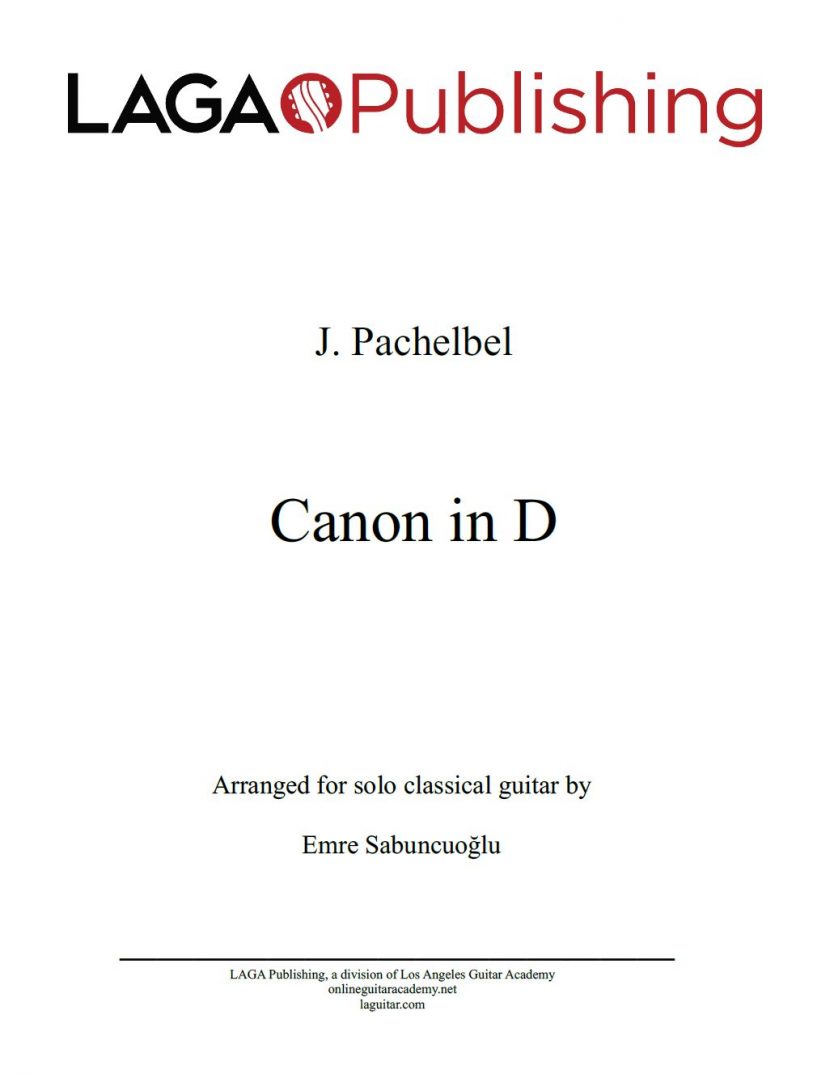 Canon in D Major by Johann Pachelbel for classical guitar