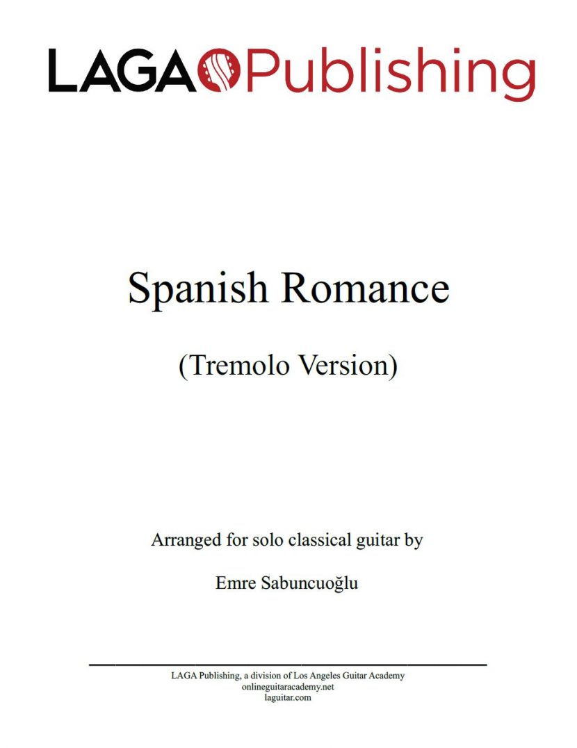 Spanish Romance (Tremolo Version) for classical guitar
