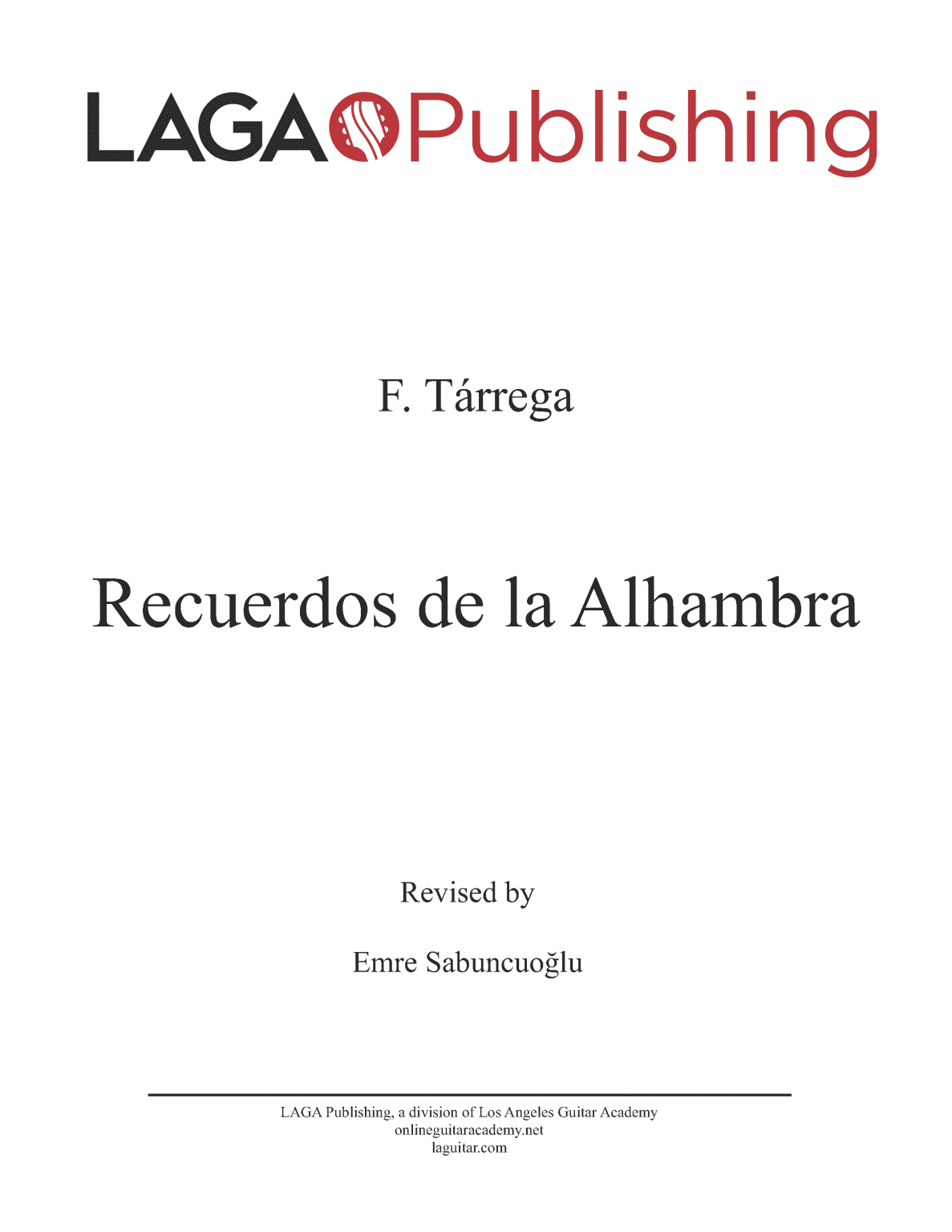 Recuerdos de la Alhambra by F. Tarrega for classical guitar - Online ...