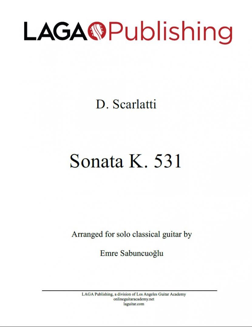Sonata K. 531 by Domenico Scarlatti for solo classical guitar