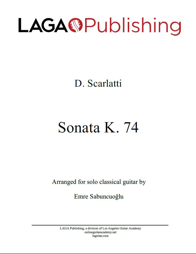 Sonata K. 74 by Domenico Scarlatti for solo classical guitar