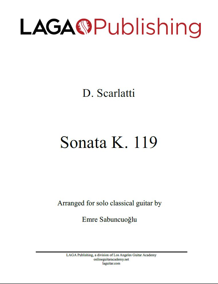 Sonata K. 119 by Domenico Scarlatti for solo classical guitar