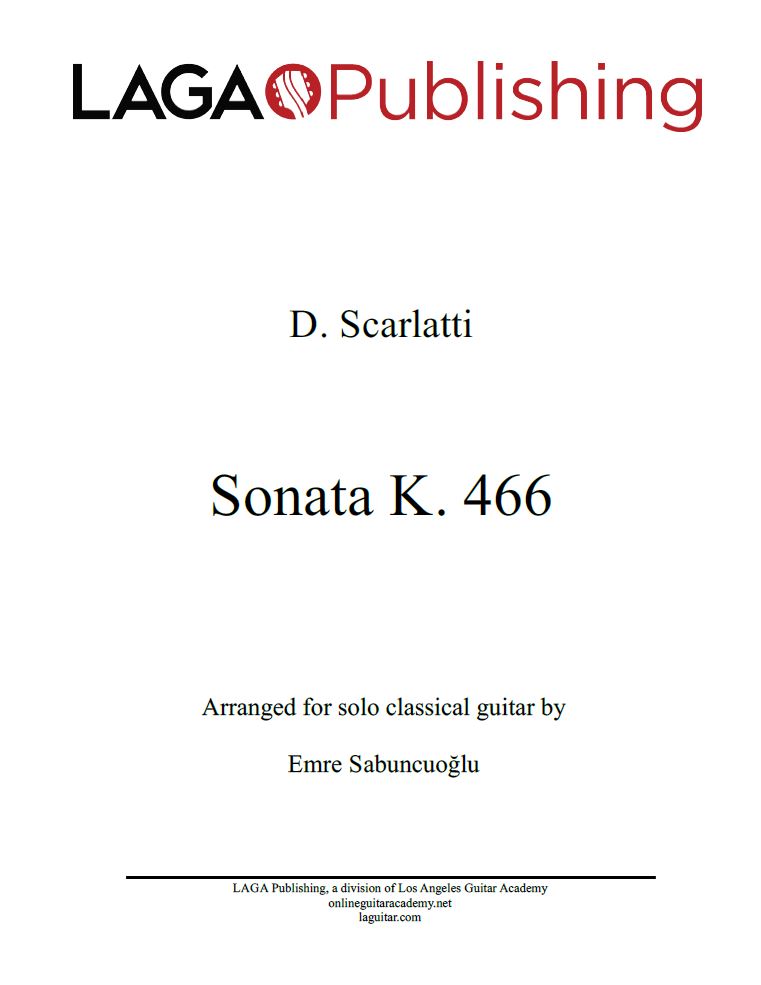 Sonata K. 466 by Domenico Scarlatti for solo classical guitar
