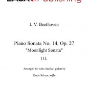 Piano Sonata No. 14, Op. 27 "Moonlight" (Third Movement) by L. V. Beethoven for classical guitar