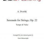 Serenade for Strings (Op. 22), Tempo di Valse by A. Dvořák for classical guitar