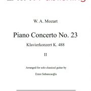 Piano Concerto No. 23 (Klavierkonzert K. 488) by W. A. Mozart for solo classical guitar